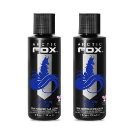 Arctic Fox Semi-Permanent Hair Dye, Vegan & Cruelty-Free, Vibrant Blue Color, Ammonia-Free, Peroxide-Free, Conditioning Formula, Poseidon, 4 Fl Oz (Pack of 2)