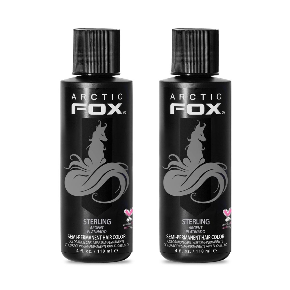 Arctic Fox Semi-Permanent Hair Dye, Vegan & Cruelty-Free, Pastel Silver Color, Conditioning Formula, Ammonia & Peroxide Free, For All Hair Types, Sterling, 4 Fl Oz (Pack of 2)