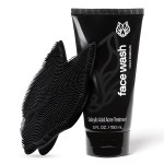 Black Wolf Charcoal Face Wash & Silicone Scrubber Set for Men - Daily Grooming & Hygiene Essentials for Mens Skin Care