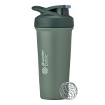 BlenderBottle Strada Sleek Shaker Cup Insulated Stainless Steel Water Bottle with Wire Whisk, 25-Ounce, (Green) Seaglass