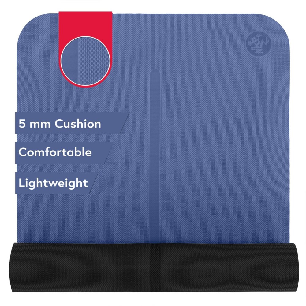 Manduka Begin Yoga Mat 68 - 5mm Cushioning | Comfortable, Lightweight & Reversible with Alignment Stripe | Budget-Friendly | 68 x 24 inches | Moon Black