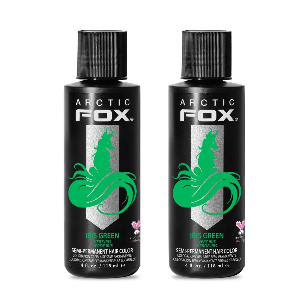Arctic Fox Semi-Permanent Hair Dye, Vegan & Cruelty-Free, Ammonia-Free, Conditioning, Vibrant Green Color, Iris Green, For All Hair Types, 4 fl oz (Pack of 2)