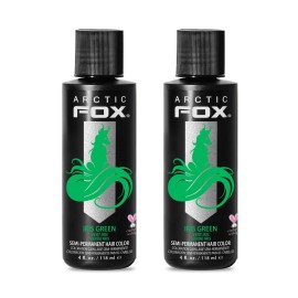 Arctic Fox Semi-Permanent Hair Dye, Vegan & Cruelty-Free, Ammonia-Free, Conditioning, Vibrant Green Color, Iris Green, For All Hair Types, 4 fl oz (Pack of 2)