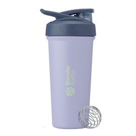 BlenderBottle Strada Sleek Shaker Cup Insulated Stainless Steel Water Bottle with Wire Whisk, 25-Ounce, Violet