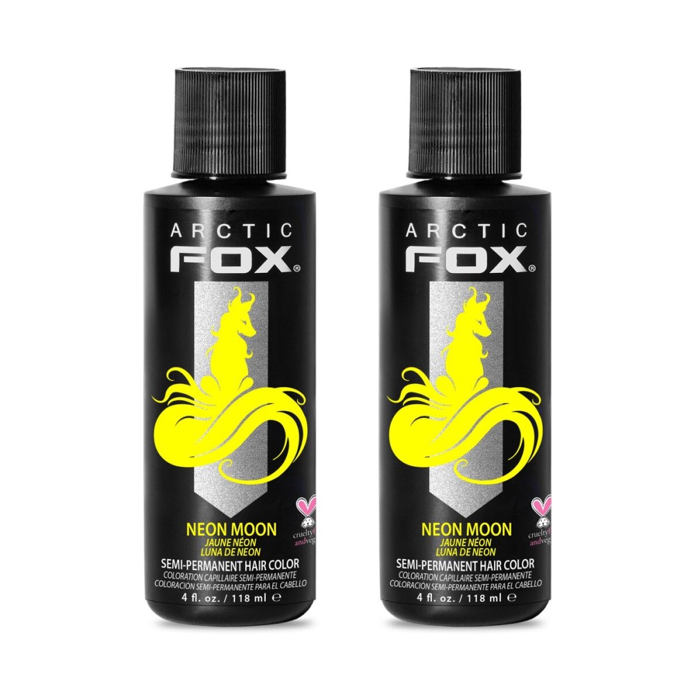 Arctic Fox Semi-Permanent Hair Dye, Neon Moon UV Reactive, Vegan & Cruelty-Free, Vibrant Neon Yellow, Ammonia-Free, Conditioning Formula, For All Hair Types, 4 Fl Oz (Pack of 2)