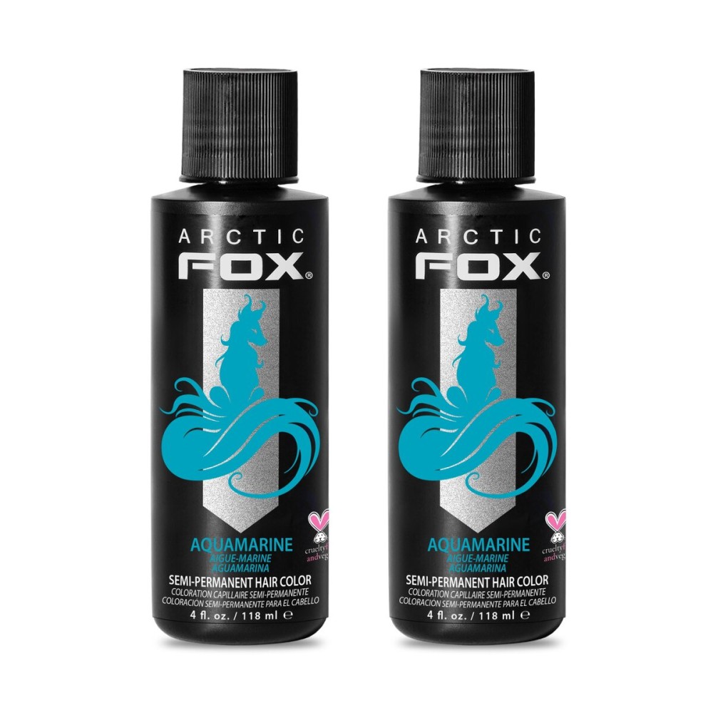 Arctic Fox Semi-Permanent Hair Dye, Vegan & Cruelty-Free, Conditioning, Ammonia-Free, Peroxide-Free, Aquamarine Blue, Vibrant Color for All Hair Types, 4 Fl Oz (Pack of 2)