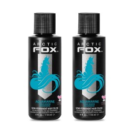 Arctic Fox Semi-Permanent Hair Dye, Vegan & Cruelty-Free, Conditioning, Ammonia-Free, Peroxide-Free, Aquamarine Blue, Vibrant Color for All Hair Types, 4 Fl Oz (Pack of 2)