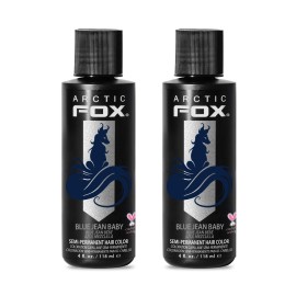 Arctic Fox Semi-Permanent Hair Dye, Vegan & Cruelty-Free, Conditioning, Ammonia-Free, Peroxide-Free, Blue Jean Baby, Long-Lasting Color, For All Hair Types, 4 fl oz (Pack of 2)