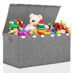 Extra Large Toy Box 167L, Sturdy Toy Storage Chest Organizer Bin Baskets with 2 Removable Divider for Boys, Girls, Kids, Nursery, Bedroom, Playroom, 35.5x17 x17(Linen Gray)