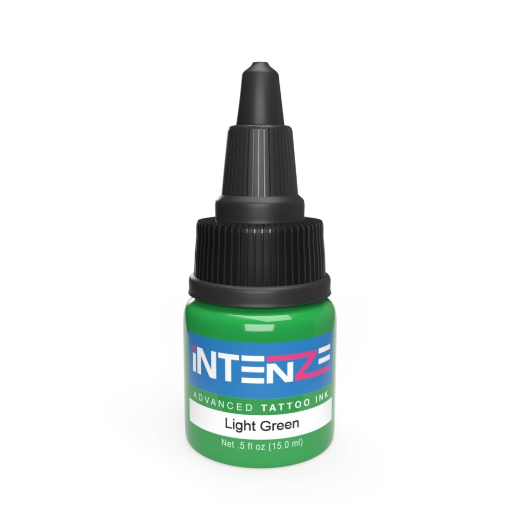 Intenze Light Green Tattoo Ink 1/2 oz with Excellent Long-Lasting Opacity, Made in USA, Exceptional Skin Coverage, Sterilized and Direct from The Manufacturer
