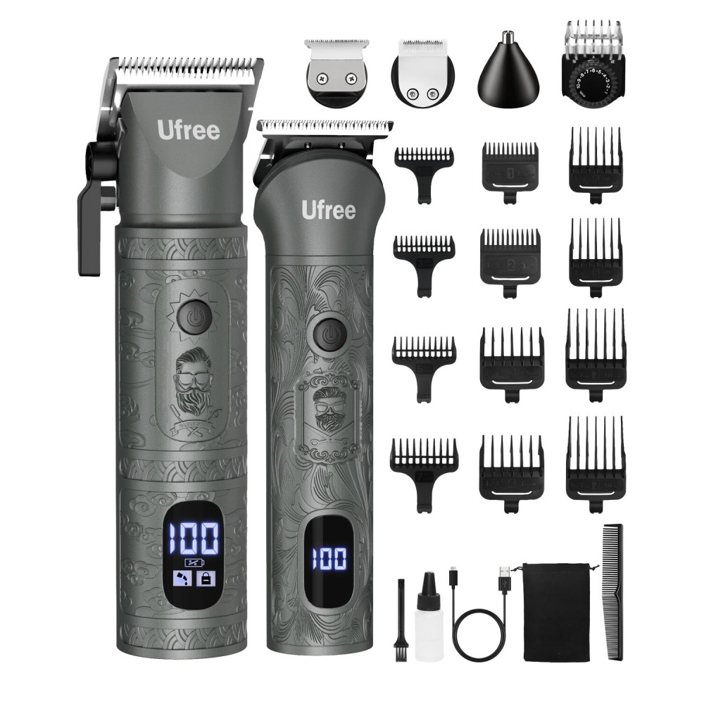 Ufree Beard Trimmer for Men Professional with Hair Clippers, Barber Clippers and Trimmers Set, Electric Razor Shavers for Men, Cordless Mens Grooming Kit for Nose, Ear, Face, Hair, Gifts