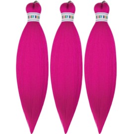 Kids Braiding Hair Pre stretched Magenta Pink Braiding Hair 16 inch Braid Hair for Kids