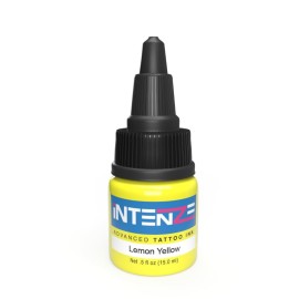 Intenze Lemon Yellow Tattoo Ink 1/2 oz with Excellent Long-Lasting Opacity, Made in USA, Exceptional Skin Coverage, Sterilized and Direct from The Manufacturer