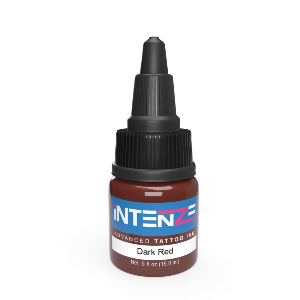 Intenze Dark Red Tattoo Ink 1/2 oz with Excellent Long-Lasting Opacity, Made in USA, Exceptional Skin Coverage, Sterilized and Direct from The Manufacturer