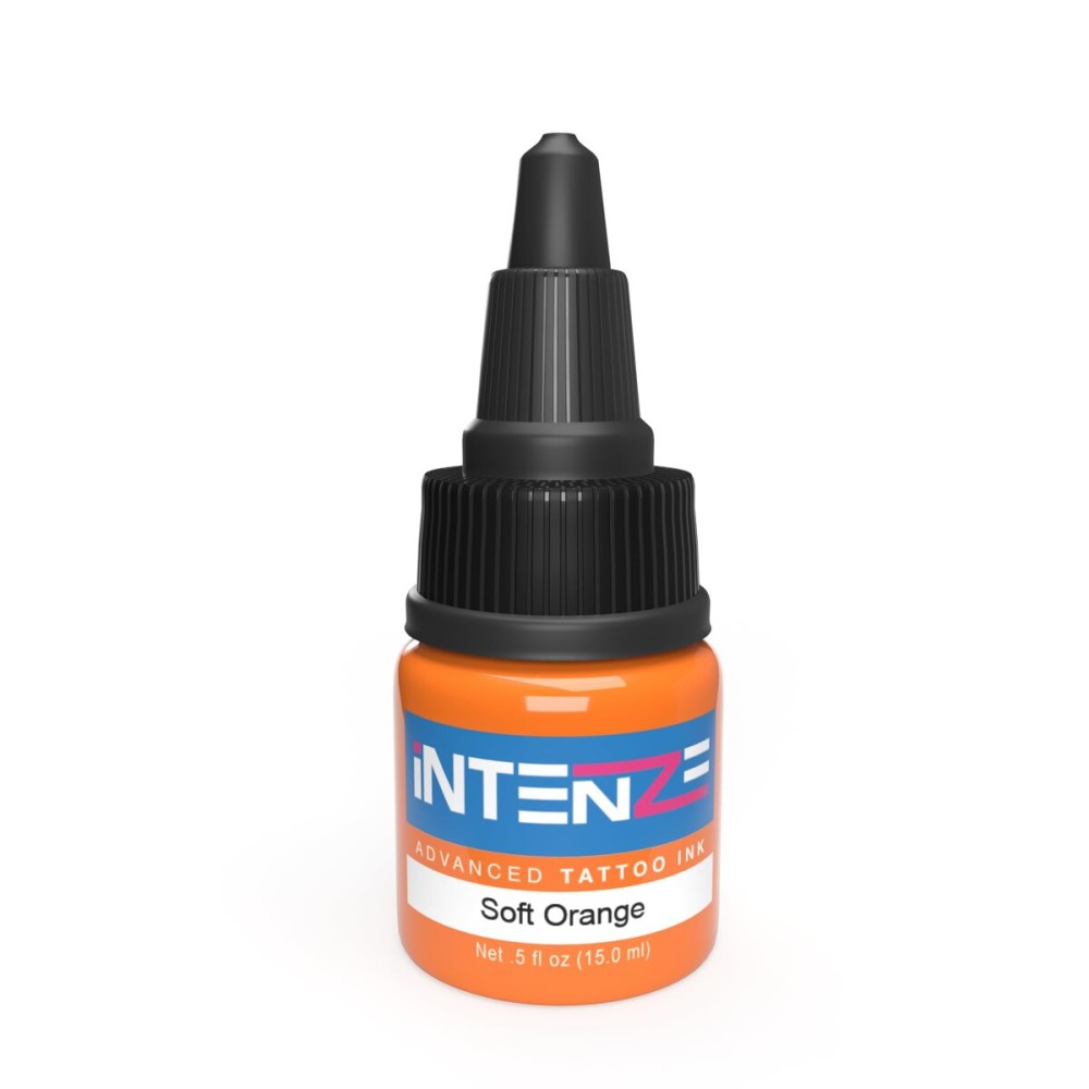 Intenze Soft Orange Tattoo Ink 1/2 oz with Excellent Long-Lasting Opacity, Made in USA, Exceptional Skin Coverage, Sterilized and Direct from The Manufacturer