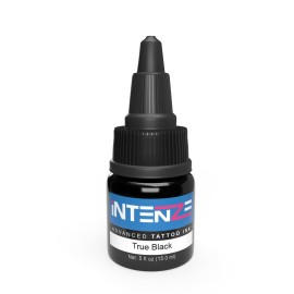 Intenze True Black Tattoo Ink 1/2 oz with Excellent Long-Lasting Opacity, Made in USA, Exceptional Skin Coverage, Sterilized and Direct from The Manufacturer