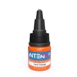 Intenze Hard Orange Tattoo Ink 1/2 oz with Excellent Long-Lasting Opacity, Made in USA, Exceptional Skin Coverage, Sterilized and Direct from The Manufacturer