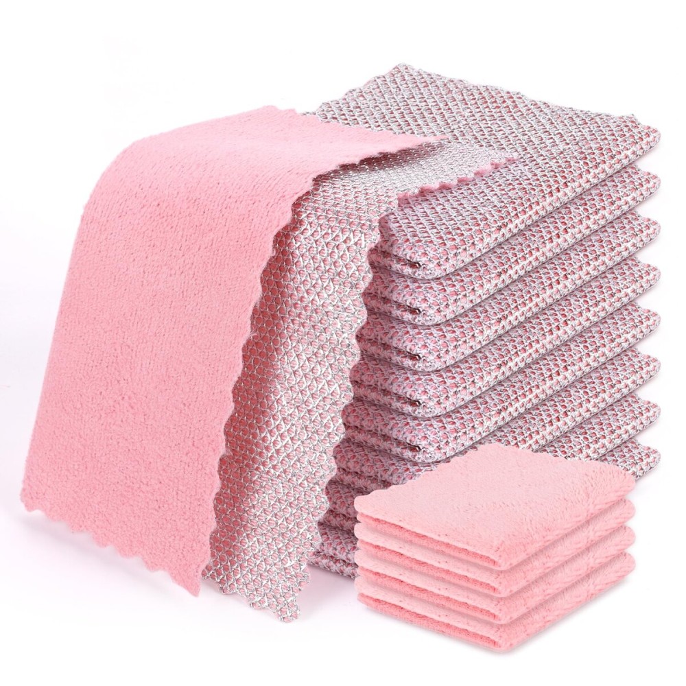 Aidoclip Non-Scratch Steel Wool Dishcloth - 5PC Set, Multi-Use Kitchen Scrubbers, Durable Cleaning Pads for Wet & Dry Use Grey (12pcs)