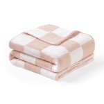 CREVENT 30X40 Cozy Soft Warm Chenille Baby Blanket for Girls Boys, Newborn Essentials for Infant, Baby Shower Receiving Gift - Checked Pink 75X100cm