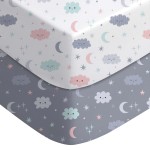 Yoofoss Pack and Play Sheets Fitted, Mini Crib Sheets 2-Pack for Pack N Play Mattress, Stretchy Playard Sheet, Soft and Breathable (Cloud)