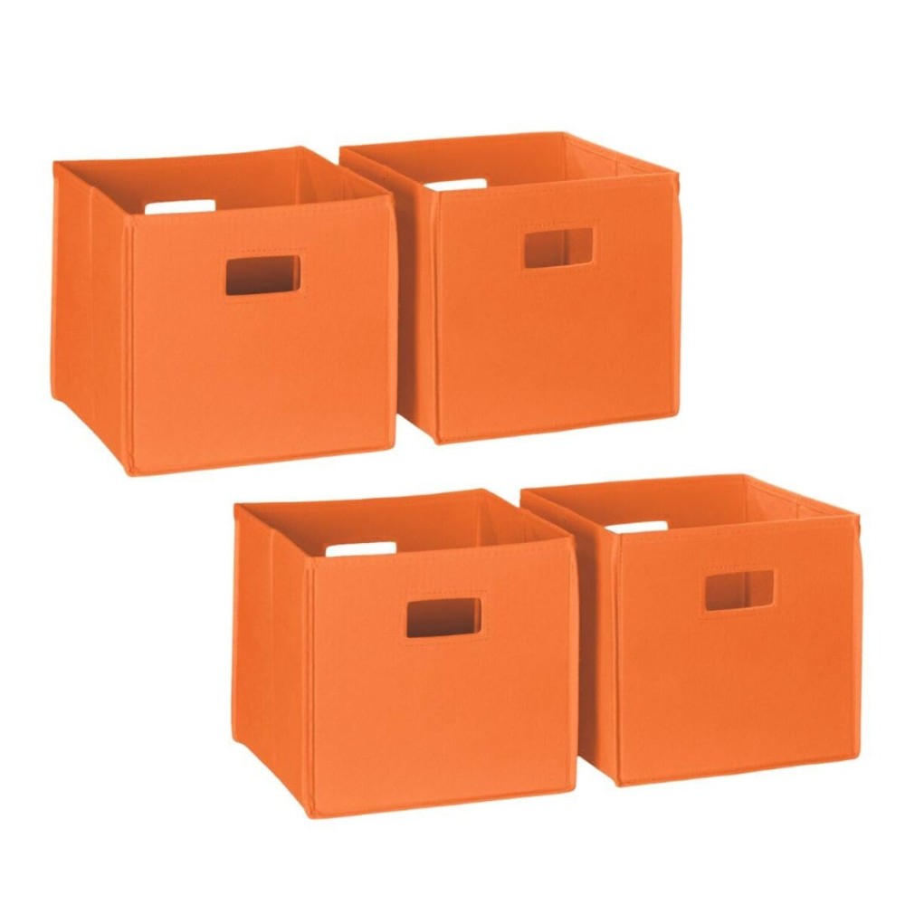 RiverRidge Folding Storage Bins with Handles Orange Cube Storage Organizer for Closet, Bedroom & Playroom - Closet Organizers and Storage Set of 4