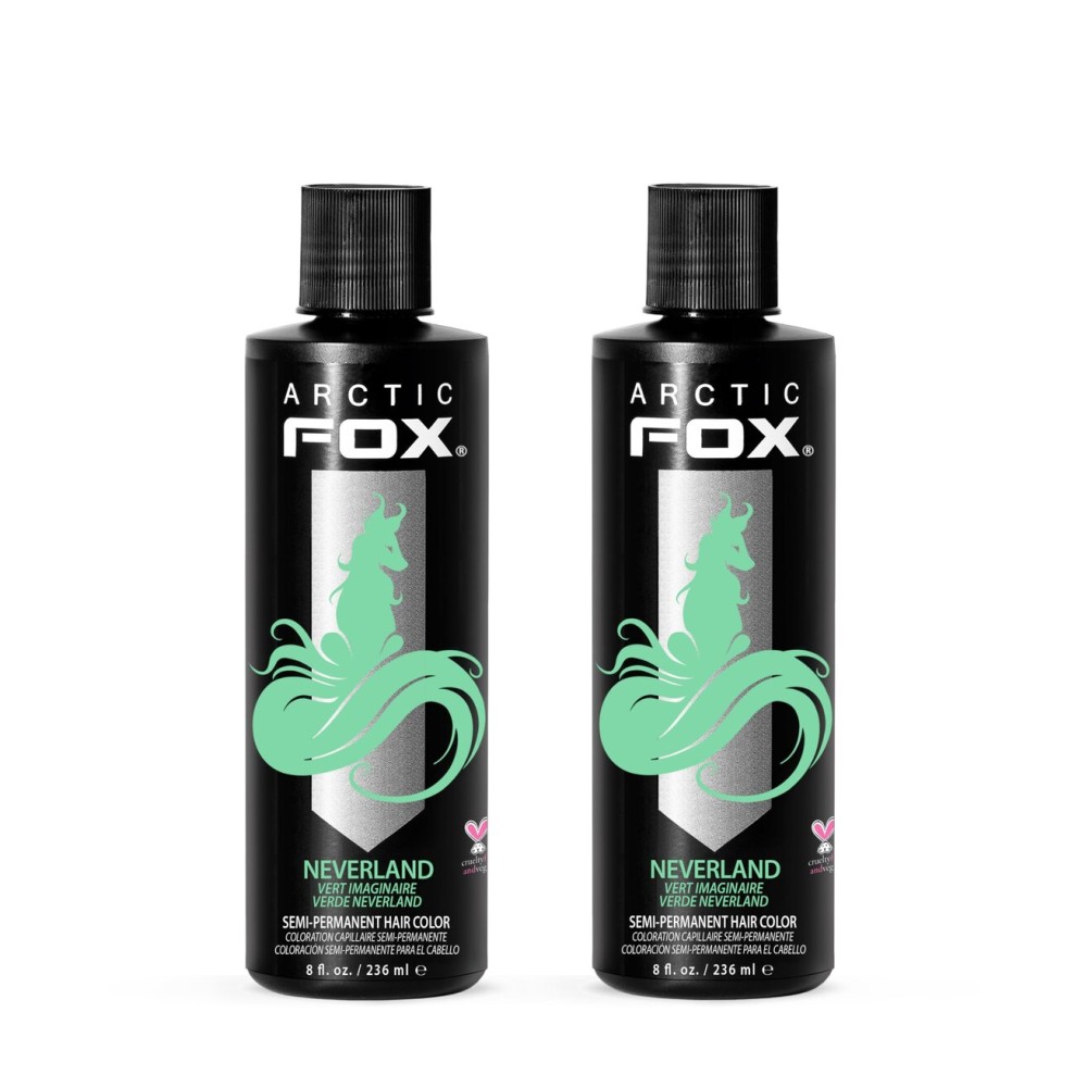 Arctic Fox Semi-Permanent Hair Dye, Vegan & Cruelty-Free, Pastel Mint Green, Conditioning, Ammonia-Free, Peroxide-Free, Neverland, 8 Fl Oz (Pack of 2)