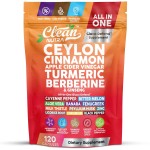 Ceylon Cinnamon Capsules + Apple Cider Vinegar Turmeric Berberine Supplement Ginseng Cayenne Pepper Bitter Melon Aloe Vera Fenugreek Milk Thistle Chromium 120 Pills Gluco Defend by Clean Nutra