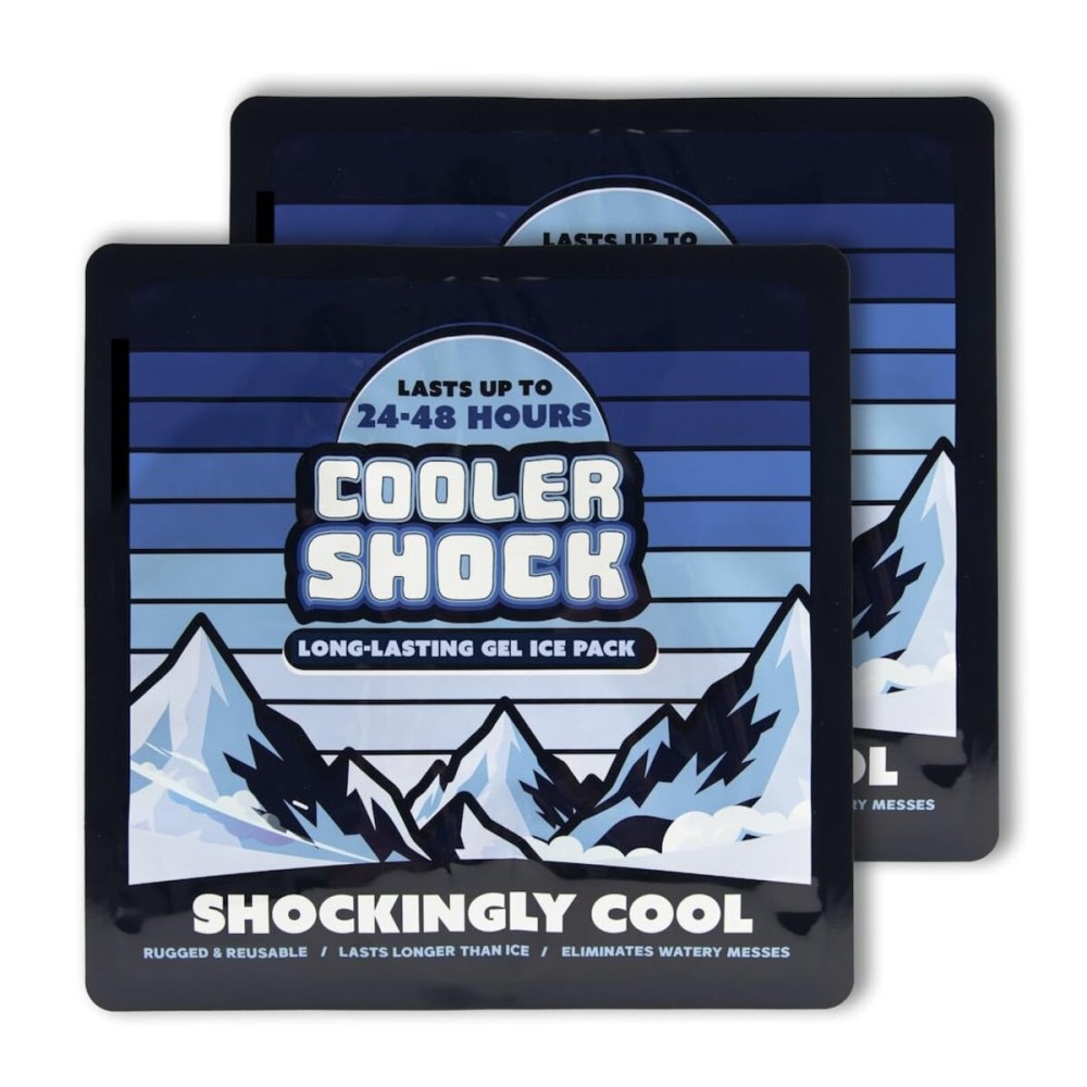 Cooler Shock Reusable Prefilled Ice Packs for Coolers & Lunch Boxes - 48 Hours Long Lasting Cold Freezer Packs for Lunchbox, Non-Toxic Gel Ice Pack for Camping, Lunch Bags, Road Trips, 2 Pack(10x10)