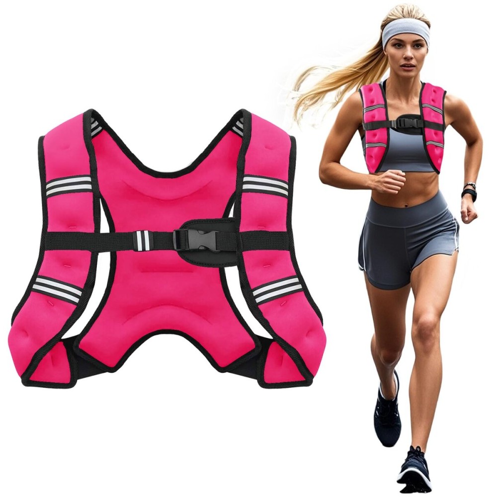 Poudee Weighted Vest, 8LB Weight Vest for Men Women, Body Weight Vests Adjustable with Reflective Stripe for Strength Training, Running, Training Workout, Jogging, Walking - 8LB, PINK