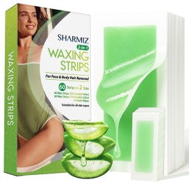 Wax Strips for Hair Removal Kit: 60 Pieces 40 Body & 20 Facial Waxing Strips for Face, Eyebrow, Arms, Legs, Underarm, and Bikini