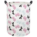 HIYAGON Butterfly Baby Laundry Basket Baby Hamper for Nursery Girl Kids Butterfly Hamper Cute Kids Toys Storage Bin Organizer Butterfly Room Decor for Home(Bowknot)