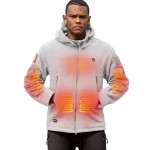 DEWBU Heated Jacket Polar Fleece with 12V Battery Pack Soft Fleece Electric Heating Hoodie for Men, Heather Grey, 3XL