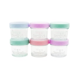 WeeSprout Baby Food Storage Glass Jars w/Lids (4 oz, 24 Pack) Pastel Variety, Snack, Reusable Small Containers, Fridge or Freezer, Microwave & Dishwasher Safe, Essentials for Infants