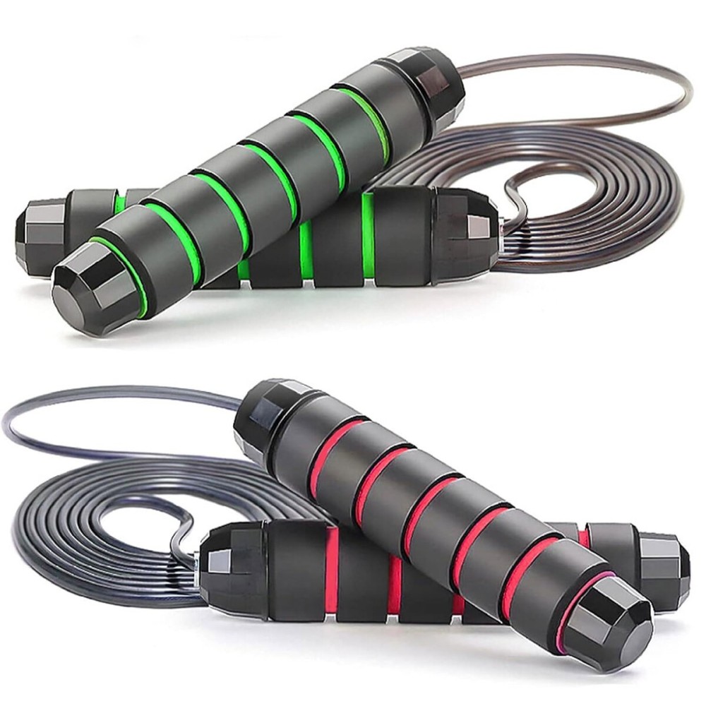 Two pack Jump Rope Skipping Rope for Rope Skipping, Speed Jump Rope for Exercise,Jump Rope for Kids Men Women for Fitness (Rad and Green)