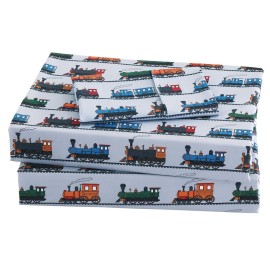 Viviland 3 Pieces Boys Grey Twin Sheet Set - Soft Microfiber Fitted Flat Sheets & Pillowcase - Retro Train Print Bedding Sets - for Kids & Toddlers