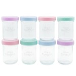 WeeSprout Baby Food Storage Glass Jars w/Lids (8 oz, 8 Pack) Pastel Variety, Snack, Reusable Small Containers, Fridge or Freezer, Microwave & Dishwasher Safe, Essentials for Infants