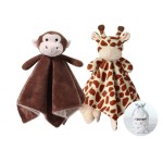 CREVENT Cozy Plush Baby Security Blanket, Loveys for Baby Girls and Boys, Birthday (Monkey+Giraffe)