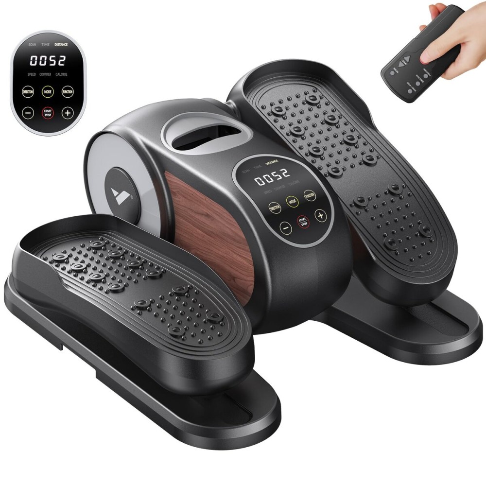 MERACH Under Desk Elliptical Machine, Leg Exerciser While Sitting for Seniors with Remote Control & 12-Speeds, Quiet Portable Electric Seated Pedal Exerciser Machine for Home Office (Blue)