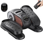 MERACH Under Desk Elliptical Machine, Leg Exerciser While Sitting for Seniors with Remote Control & 12-Speeds, Quiet Portable Electric Seated Pedal Exerciser Machine for Home Office (Blue)