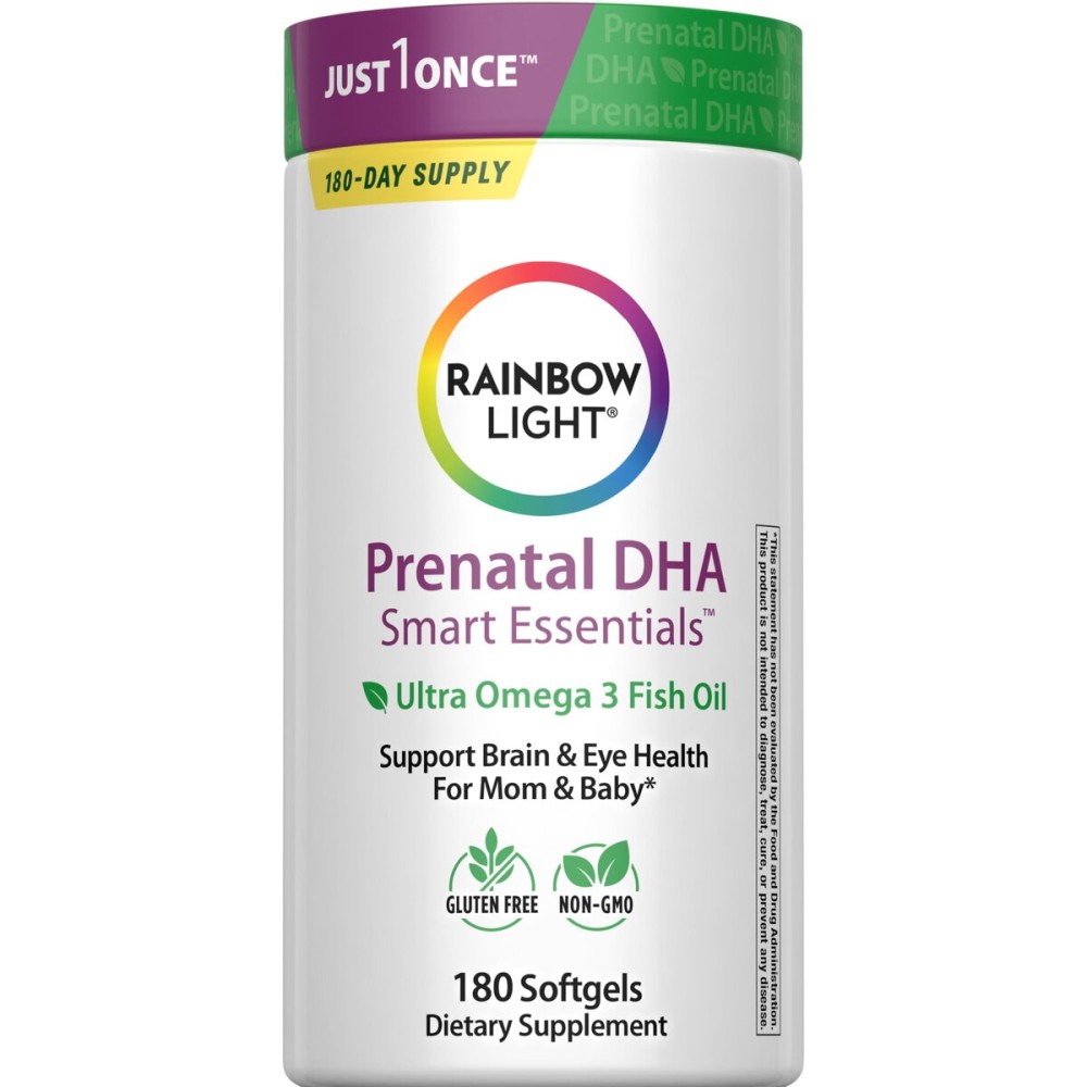 Rainbow Light Prenatal DHA Vitamins for Women | 180 Softgels | Ultra Omega 3 Fish Oil (EPA & DHA) | Supports Brain & Eye Health for Mom and Baby | for Pregnancy & Nursing