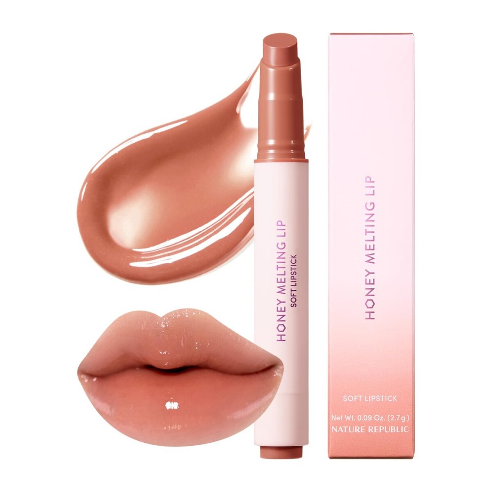 Nature Republic HONEY MELTING LIP (17 ROSE BEIGE) SOFT LIP STICK, Hydrating Gloss, Moisturizing balms, Sheer tint, Shine & Nude, Glowy Finish, korean make up, Stocking Stuffers