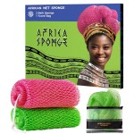 African Net Sponge Authentic - 2 Pieces Exfoliating Body Scrubber Bath Sponge Camellia&Green- Back Scrubber Washcloth for Shower - Real African Scrub Exfoliator Body Care Bathing Accessorie