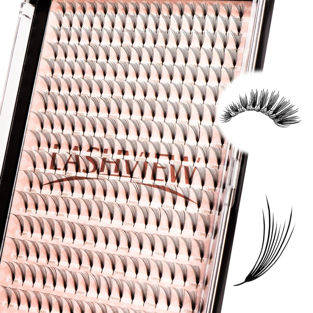 LASHVIEW Premade Volume Eyelash Extensions Mixed Tray Premade Lash Fans Pointed Handmade Thin Base (PFE01)