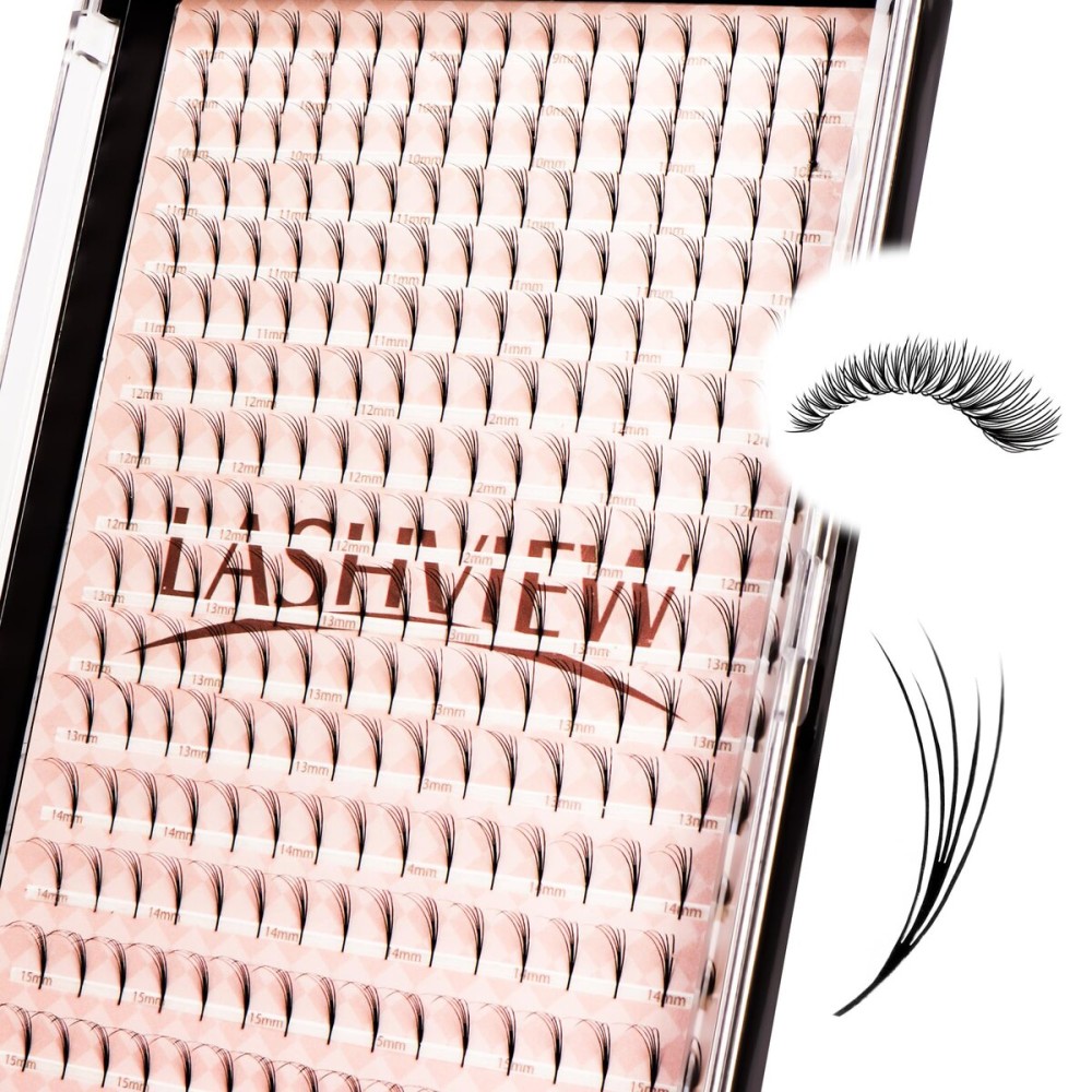 LASHVIEW Premade Volume Eyelash Extensions Mixed Tray Premade Lash Fans Pointed Handmade Thin Base (PFE02)