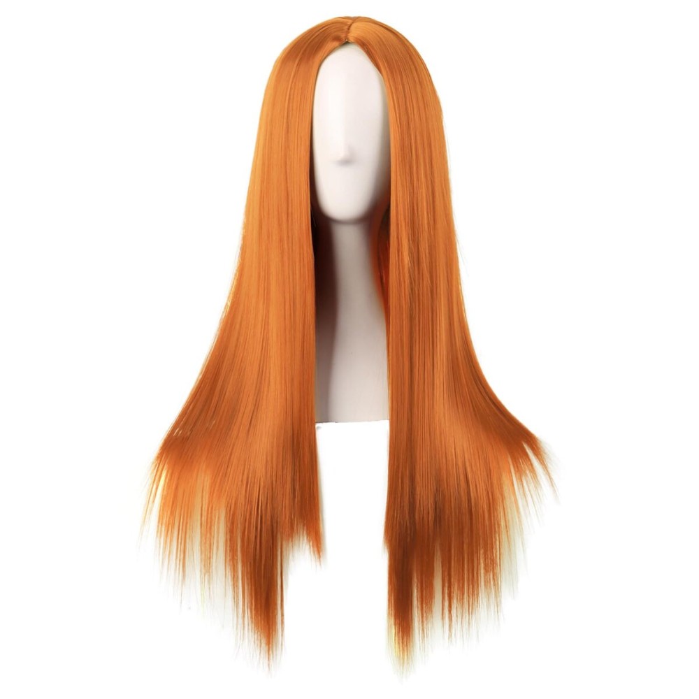 MapofBeauty 28 Inch/70 cm Women Special Long Straight Synthetic Wig (Light Orange)