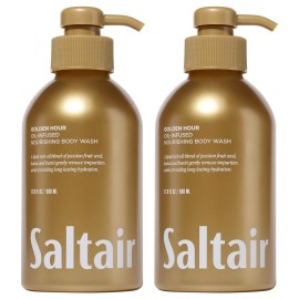 Saltair Body Wash, Golden Hour 2-Pack. Moisturizing Body Cleanser with Hydrating Ingredients. Luxury Shower Gel for Women and Men. Vegan, Cruelty-Free, Paraben-Free. 2x 17oz Pump Bottles