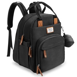 RUVALINO Diaper Bag Backpack-Expandable Baby Bag with up to 50% Capacity -Baby Essentials Bag with Changing Pad Insulated Bottle Holders & Pacifier Case, Waterproof, Black XL