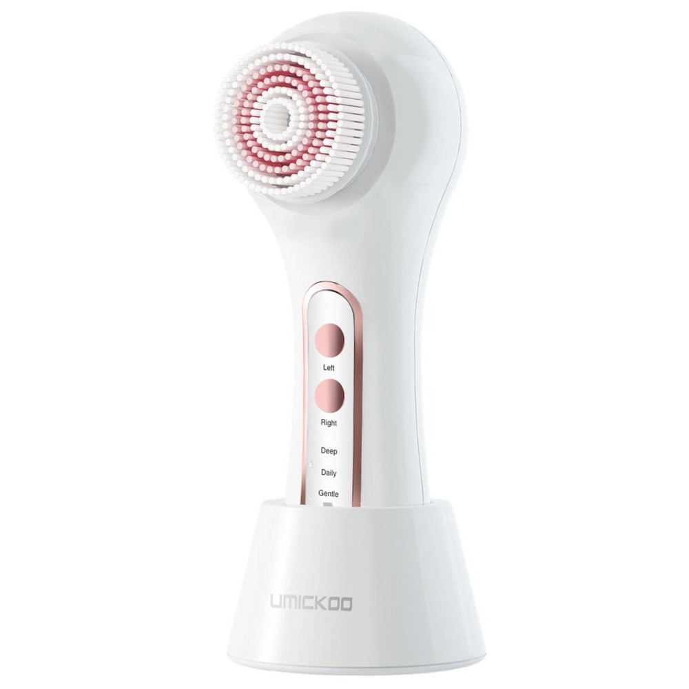 UMICKOO Face Scrubber Exfoliator, Rechargeable Facial Cleansing Brush with 2-Way Rotation & 3 Modes, 30-Day Runtime, 5 Brush Heads for SPA-Level Care, IPX7 Waterproof, Deep Cleaning for All Skin Types