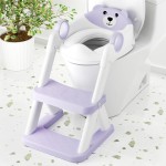 COOSEYA Toilet Seat, Potty Training Seat for Toddler, Upgraded 2-in-1 Potty Toilet Training for Boys and Girls,Waterproof Cushioned Mat with Non-slip Step Stool(Purple)