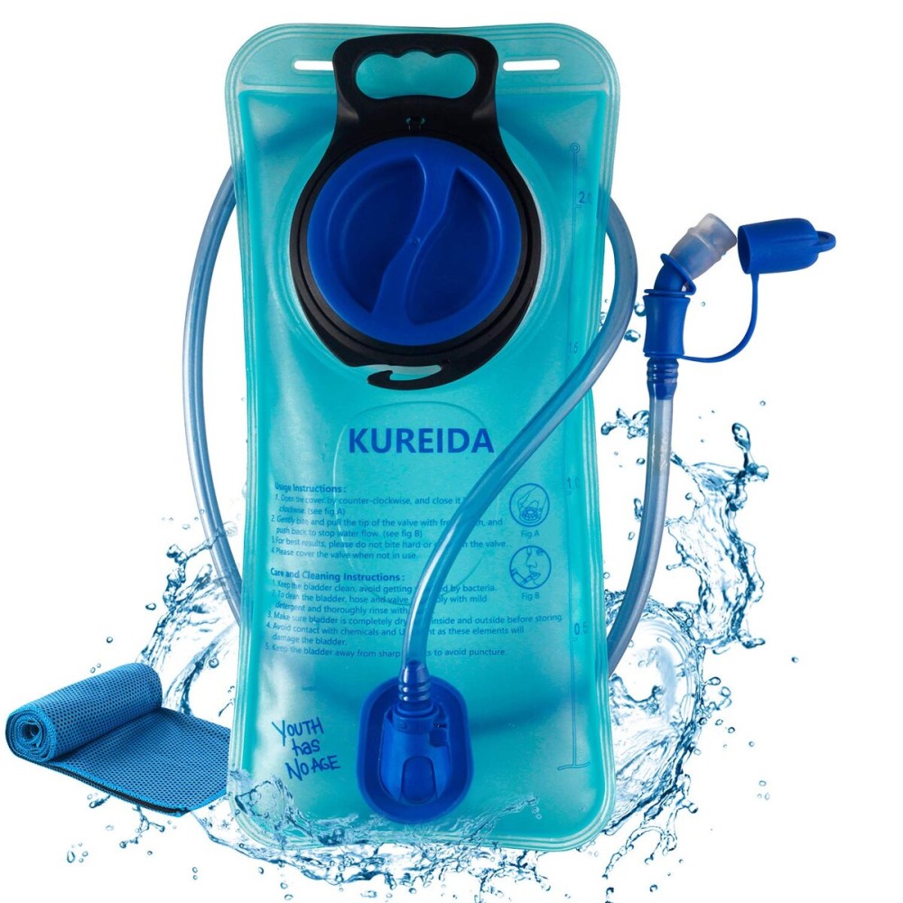 KUREIDA Hydration Bladder 3 Liter Leak Proof Water Reservoir,BPA Free,Wide Opening,Military Water Bladder Combined with Hydration Backpacks for Biking Hiking Running Camping Climbing.Blue